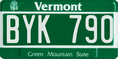VT license plate BYK790