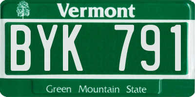 VT license plate BYK791
