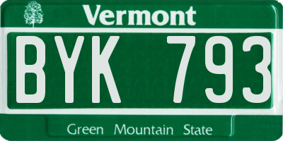 VT license plate BYK793