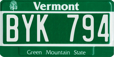 VT license plate BYK794
