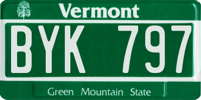 VT license plate BYK797