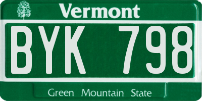 VT license plate BYK798
