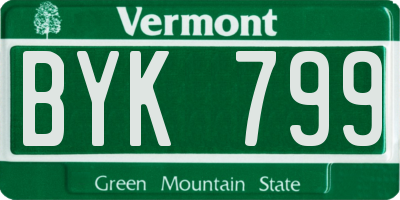 VT license plate BYK799
