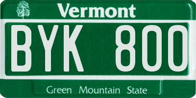 VT license plate BYK800