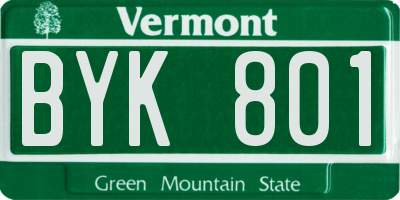 VT license plate BYK801