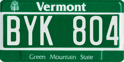 VT license plate BYK804