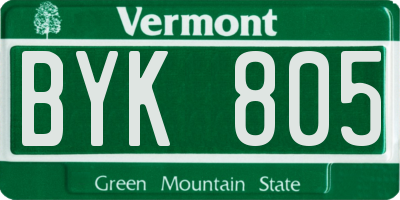 VT license plate BYK805