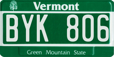 VT license plate BYK806