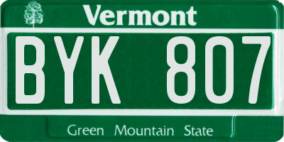 VT license plate BYK807