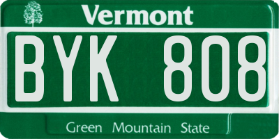 VT license plate BYK808