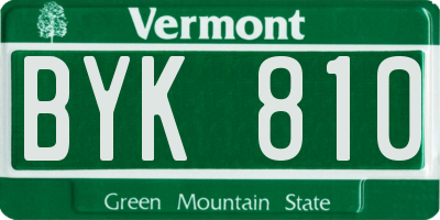 VT license plate BYK810