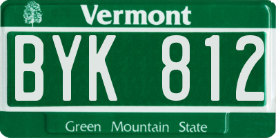 VT license plate BYK812