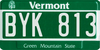 VT license plate BYK813