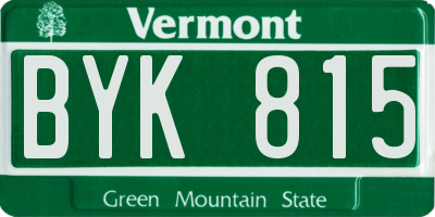 VT license plate BYK815
