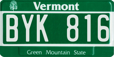 VT license plate BYK816