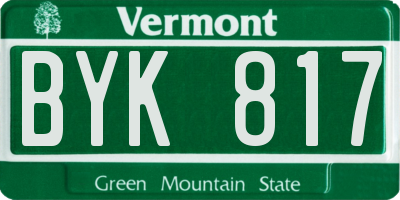 VT license plate BYK817