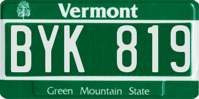 VT license plate BYK819