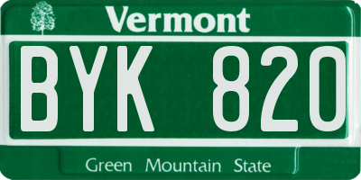 VT license plate BYK820