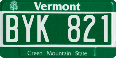 VT license plate BYK821