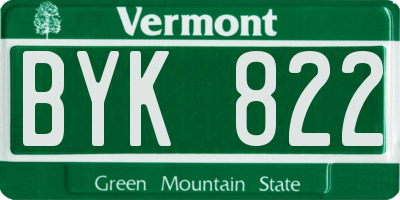 VT license plate BYK822