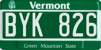 VT license plate BYK826
