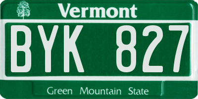 VT license plate BYK827