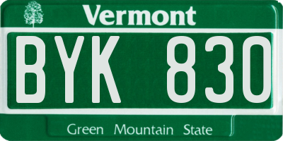 VT license plate BYK830