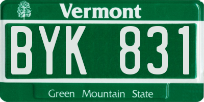 VT license plate BYK831