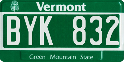 VT license plate BYK832