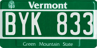 VT license plate BYK833