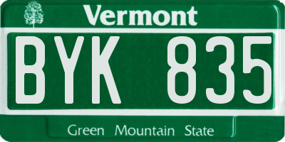 VT license plate BYK835