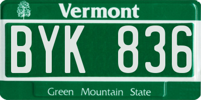 VT license plate BYK836