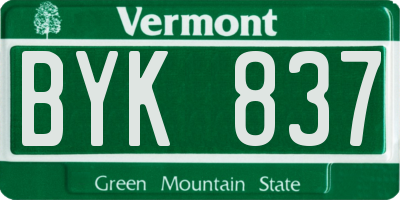 VT license plate BYK837