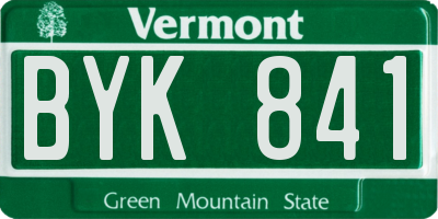 VT license plate BYK841