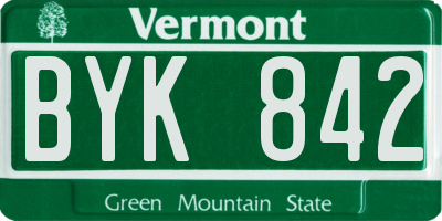 VT license plate BYK842