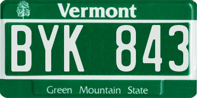 VT license plate BYK843