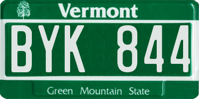 VT license plate BYK844