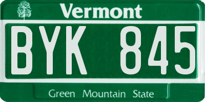 VT license plate BYK845