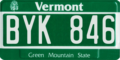 VT license plate BYK846