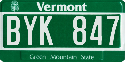 VT license plate BYK847