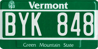 VT license plate BYK848