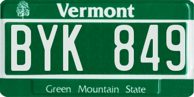 VT license plate BYK849