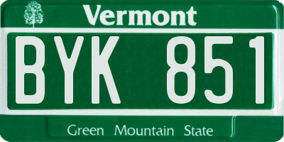 VT license plate BYK851