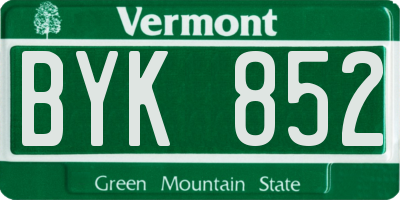 VT license plate BYK852