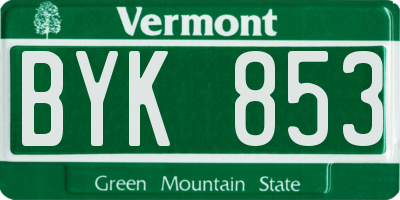 VT license plate BYK853