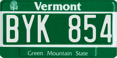 VT license plate BYK854