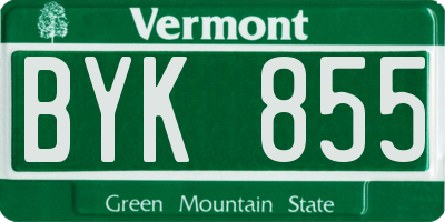VT license plate BYK855