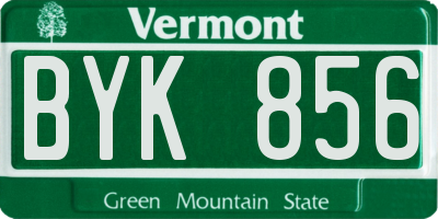 VT license plate BYK856