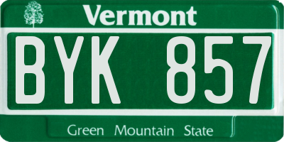 VT license plate BYK857