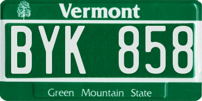 VT license plate BYK858
